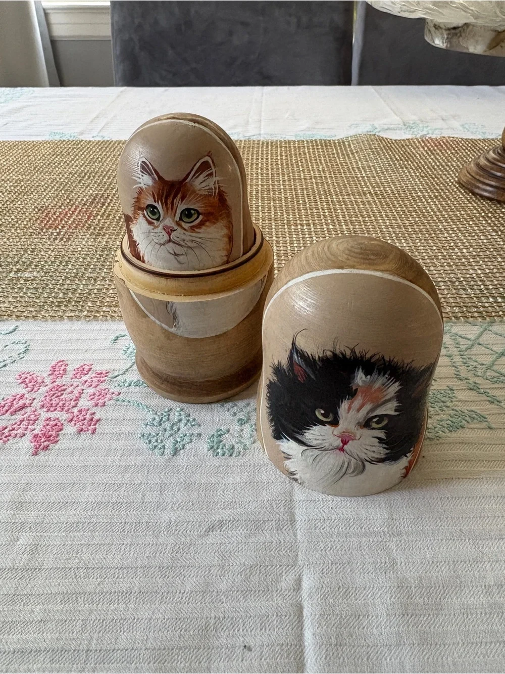 Hand-Painted Cat Nesting Dolls Set